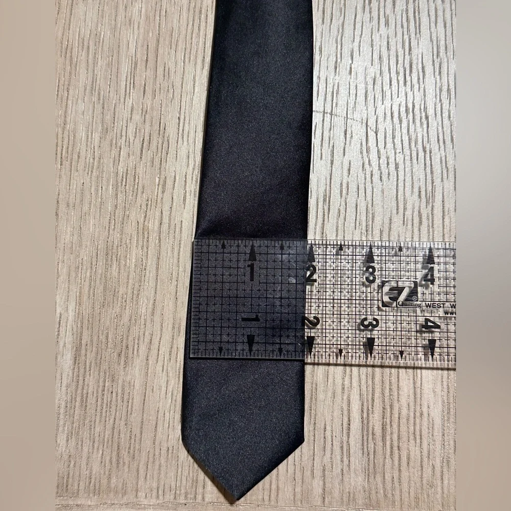 Black N Bianco Slim Black Neck Tie - Classic Solid (2” wide)